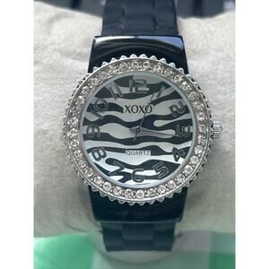 XOXO Black And White Dial Silver Tone Women’s Cuff Watch